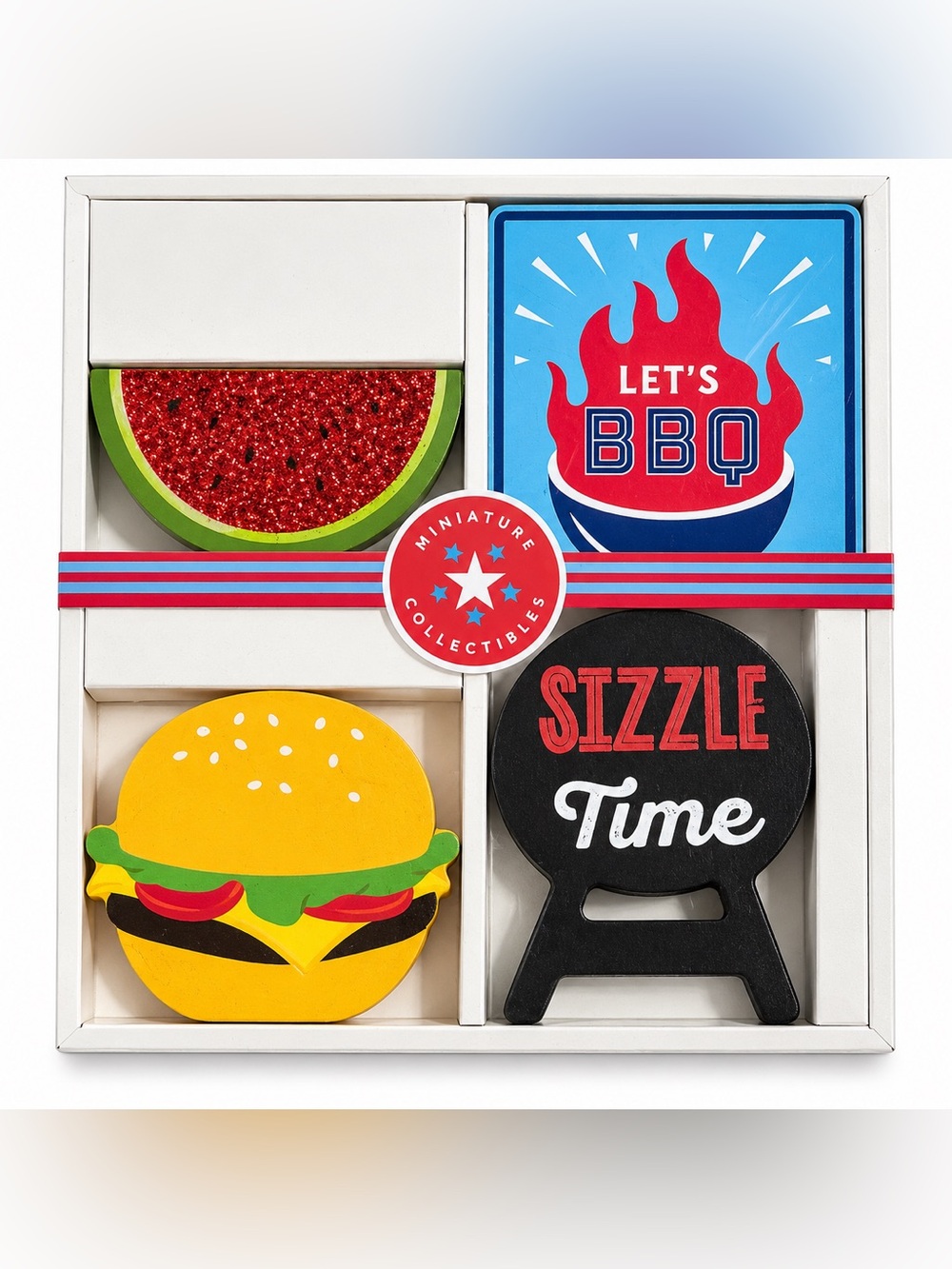BBQ and Burger Wooden Table Decor, Set of 4
